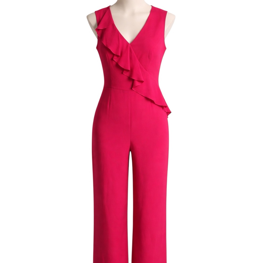 Elegant Pink Ruffle Jumpsuit